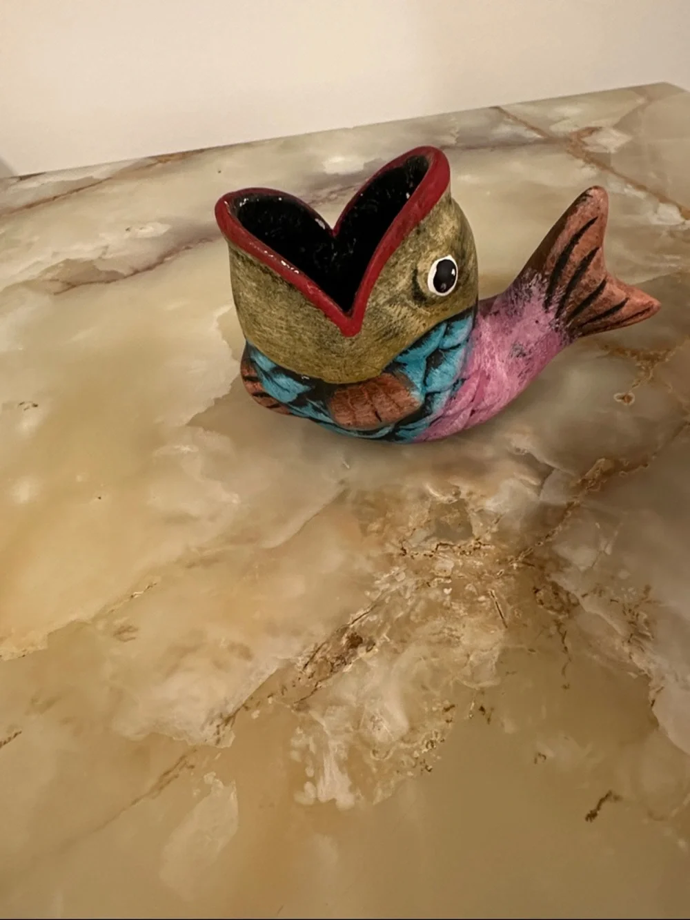 Decorative holder ceramic Pink and Blue Fish 3”